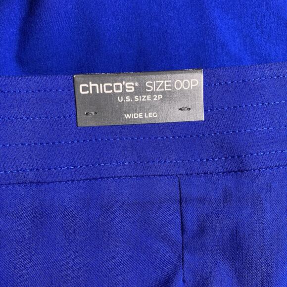 Chico's Pants Women's Size 00P (2P) Wide Leg Trapunto Intense Azure Cropped NWT - Picture 4 of 8
